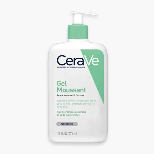 CeraVe Gel Moussant Nettoyant Peau Normale à Grasse | 473ml = Trousse + Miniature Offertes